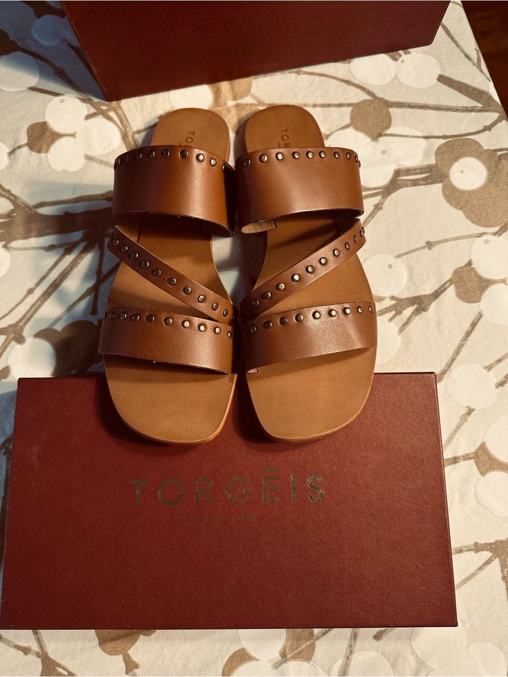 Torgeis New York,Sylvia, Brown Leather Womens Sandals - Size 11 NIB
